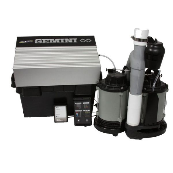sump-pump-3 Blue Angel Gemini primary pump system with battery backup and